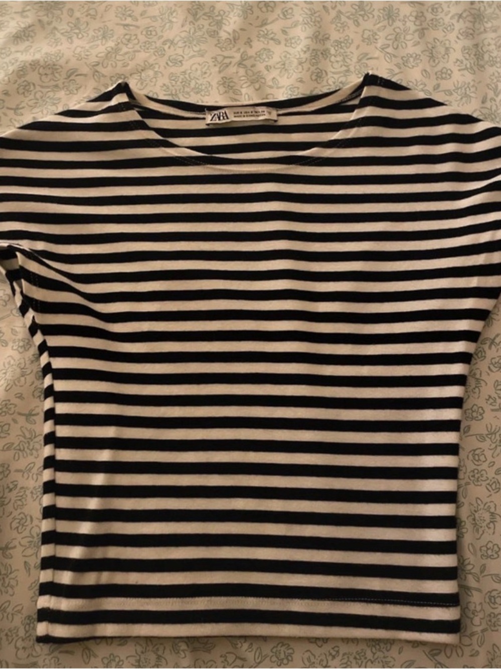 Zara Black & White Striped Crop Top